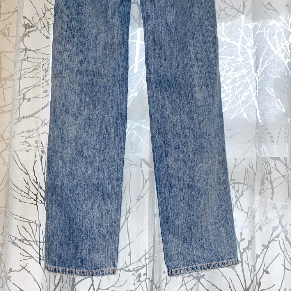 GRLFRND wish you would MICA high waisted distressed straight leg BLUE JEANS - Picture 9 of 15